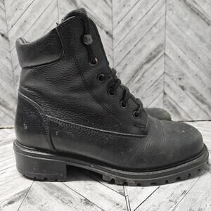 Vintage LL Bean Black Leather Combat Boots Lug Sole Womens 8 OHM9704 Canada